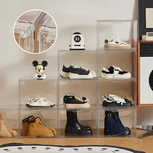 UFORU  Storage Set with Magnetic Closure, Transparent Shoe Box, Thickened Acrylic & Durable Flip-Top Lid, Transparent Shoe Organizer