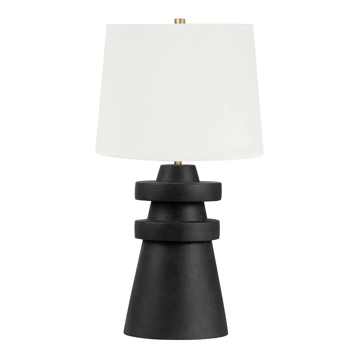 Grover Table Lamp - Sculptural Charcoal Ceramic Base with Off-White Linen Drum Shade