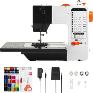 Portable Sewing Machine For Beginners With 38 Built-In Stitches And Reverse Sewing, Dual-Speed Sewing Machine With Extension Table, Foot Pedal, Accessory Kit For Home, Family, And Travel