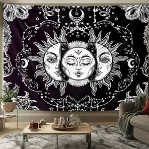 Sun & Moon Pattern Tapestry, Mystical Home Decor for Bedroom Living Room Or Dorm, Unique and Stylish Statement Piece for Modern Interior