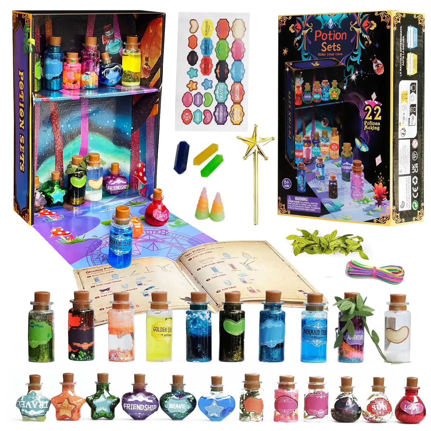 Fairy Potions Kit - Magic Mixies Potion Kit with 22 Bottles | Ultimate Potion Making Kit for Kids | Christmas/Birthday Gifts for Girls & Boys Ages 6-12+ | Perfect for Crafts&Parties.