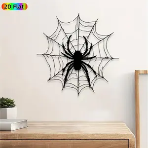 1pc Spider Web Silhouette Metal Wall Art, Arachnid Spider Statue Mural, Intricate Craftsmanship, Gothic Decor, Perfect for Halloween, Housewarming Decor, Perfect for Living Room Patio Wall Studio Decor, Ideal Gift for Gothic Decor Enthusiasts.