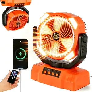 ZIZI SAUCE Portable Camping Fan with Remote, LED Light & Power Bank, 3.6m/s Wind 4 Speeds, <30dB Quiet, Hanging/Tabletop Design for Outdoor Activities Workshop Garage Dorm