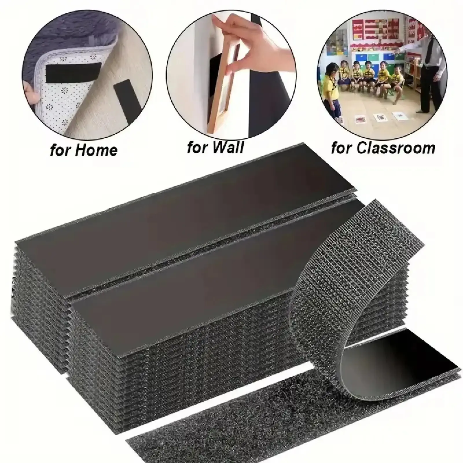 Heavy Duty Water-Resistant Self-Adhesive Double-Sided Hook-and-Loop Strips, Versatile Mounting Tape for Wall Hanging Picture Frames, Cable Organization (Home & Office Use)