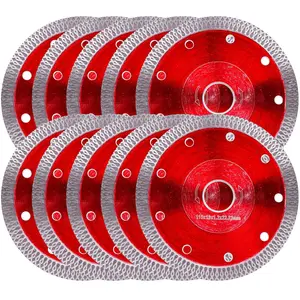 Ultra Thin 4-1/2" Diamond Saw Blade 10 Pack, Smooth Cutting Wheel for Tile, Porcelain, Granite, Marble, Brick and Stone