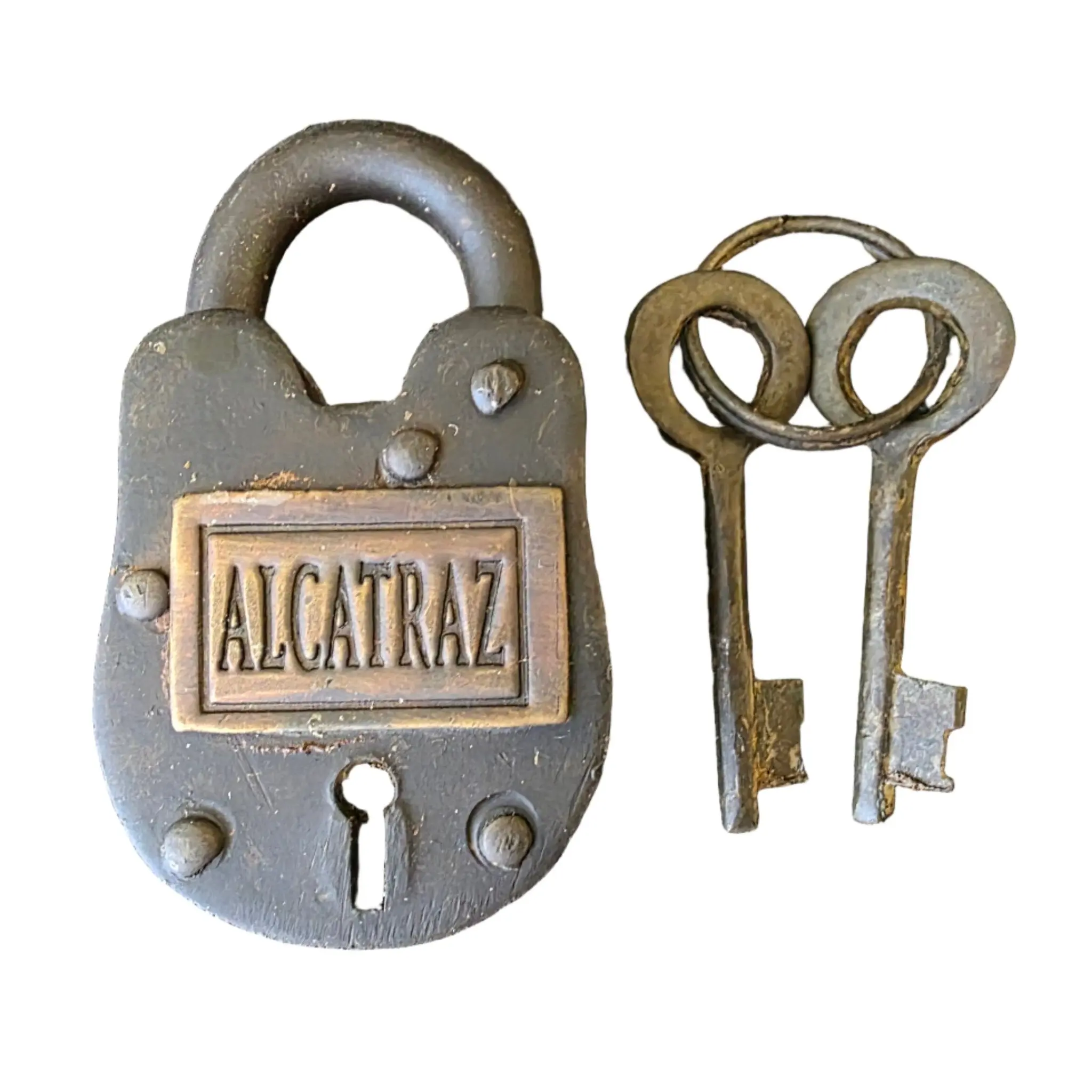 Alcatraz Prison Cast Iron Lock with Brass Tag & Keys