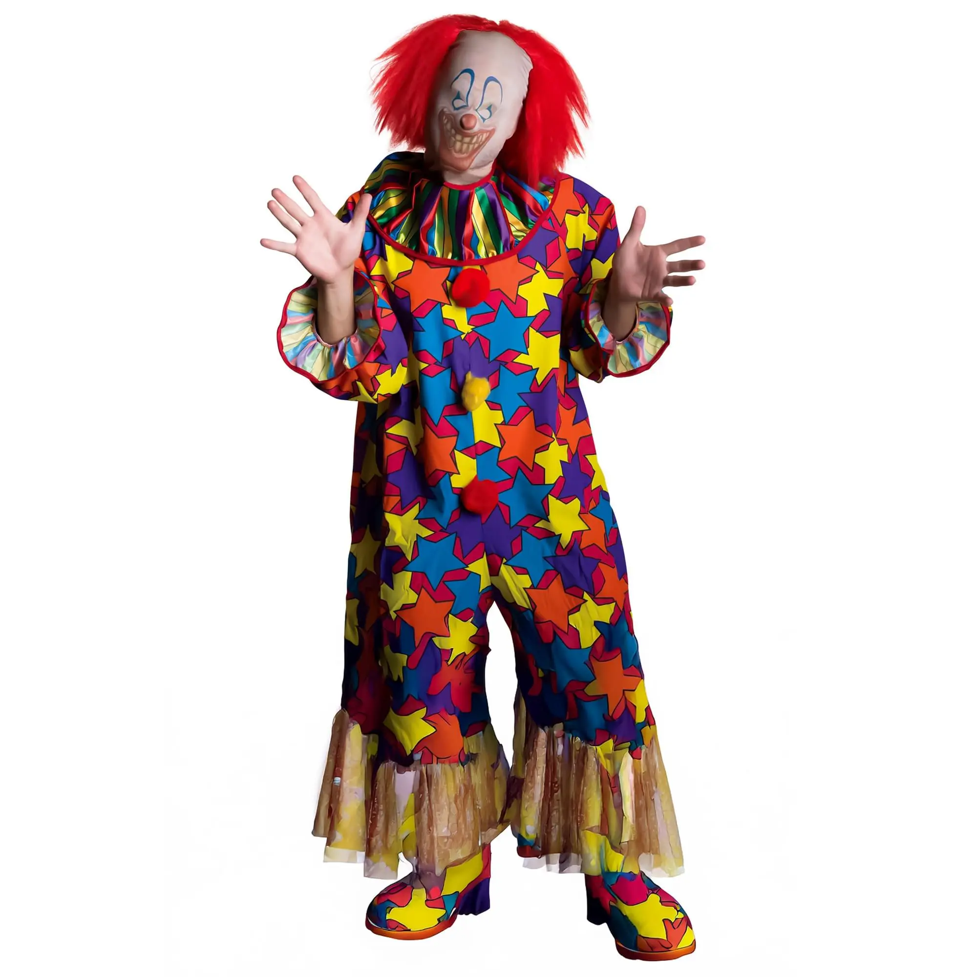 Adult Horror Clown Skinsuit Costume with Mask, Festive Party Accessories