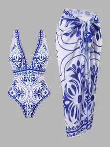 Women's One-Piece Swimsuit with Skirt Two-Piece Set, Stylish Swimwear for Beach & Pool, Comfortable and Flattering Design, Skirt Style Swimsuits