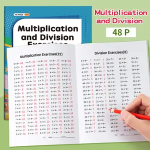 A workbook, Math learning book, designed for children to practice math problems, focusing on nine-nine multiplication in multiplication and division, handwritten math book enhances computational skills and promotes critical thinking