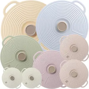 Silicone Lids for Bowl 8 Pack, Microwave Splatter Cover with 6 Sizes Reable Heat Resistant Lids Fits Cups, Bowls, Plates, Pots, Pans, Skillets, Stove Top, Oven, Fridge Dishwasher Safe