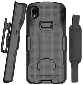 Case + Hand Strap + Belt Clip Combo for Zebra TC22 TC27 Mobile Computer Scanner, Nakedcellphone Slim Hard Shell Cover with Kickstand and [Rotating/Ratchet] Belt Hip Holster Holder Combo