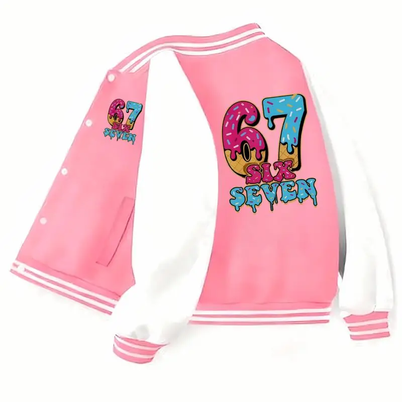 Holafish Girls' Colorblock Varsity Jacket, Casual Comfy Polyester Baseball Coat with Letter Patch and Pockets for School, Casual Comfy Jacket, Colorblock Jacket