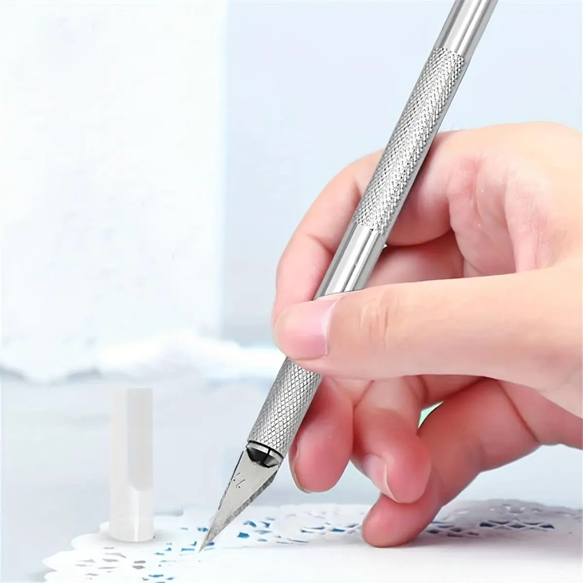 Random Color Stainless Steel Painting Paper Cutter Knife, 1 Count Diy Diamond Embroidery Cross Stitch Tools, Art Paper Cutter, Cutting, Stainless Steel Knives, Hand Tools, Blade