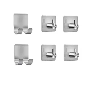 6PCS Shower Hooks for Inside Shower, Self Adhesive Shaver Holder Hanger Hook for Bathroom Damage Free Wall Hooks for Razor Loofah Sponge