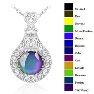 Color-Changing Thermochromic Pendant Necklace for Women Luxury Intricate Filigree Design Stylish Statement Jewelry with Temperature-Sensitive Gem Perfect for Elegant Outfits Special Occasions & Daily Wear Chic Euro-American Style Fashion