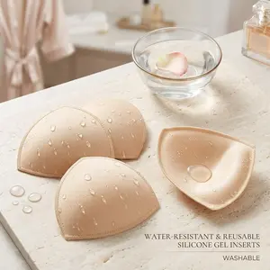 Waterproof Swimsuit Bra Pad Inserts 4 Pairs - Push Up Padded Inserts for Bikini Sports Bra A/B C/D D/E Cup, Sewn Pads for Enhanced Support and Comfort in Swimwear and Activewear