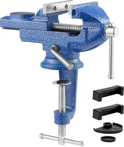 VEVOR Bench Vise, 3 Inch, Portable Workbench Vice with 360 °   Swivel Base, Quick Release Rotating Bench Clamp, Raised Base, Cast Iron Construction, for Woodworking, Metalworking, Drilling, and Cutting, Anvil
