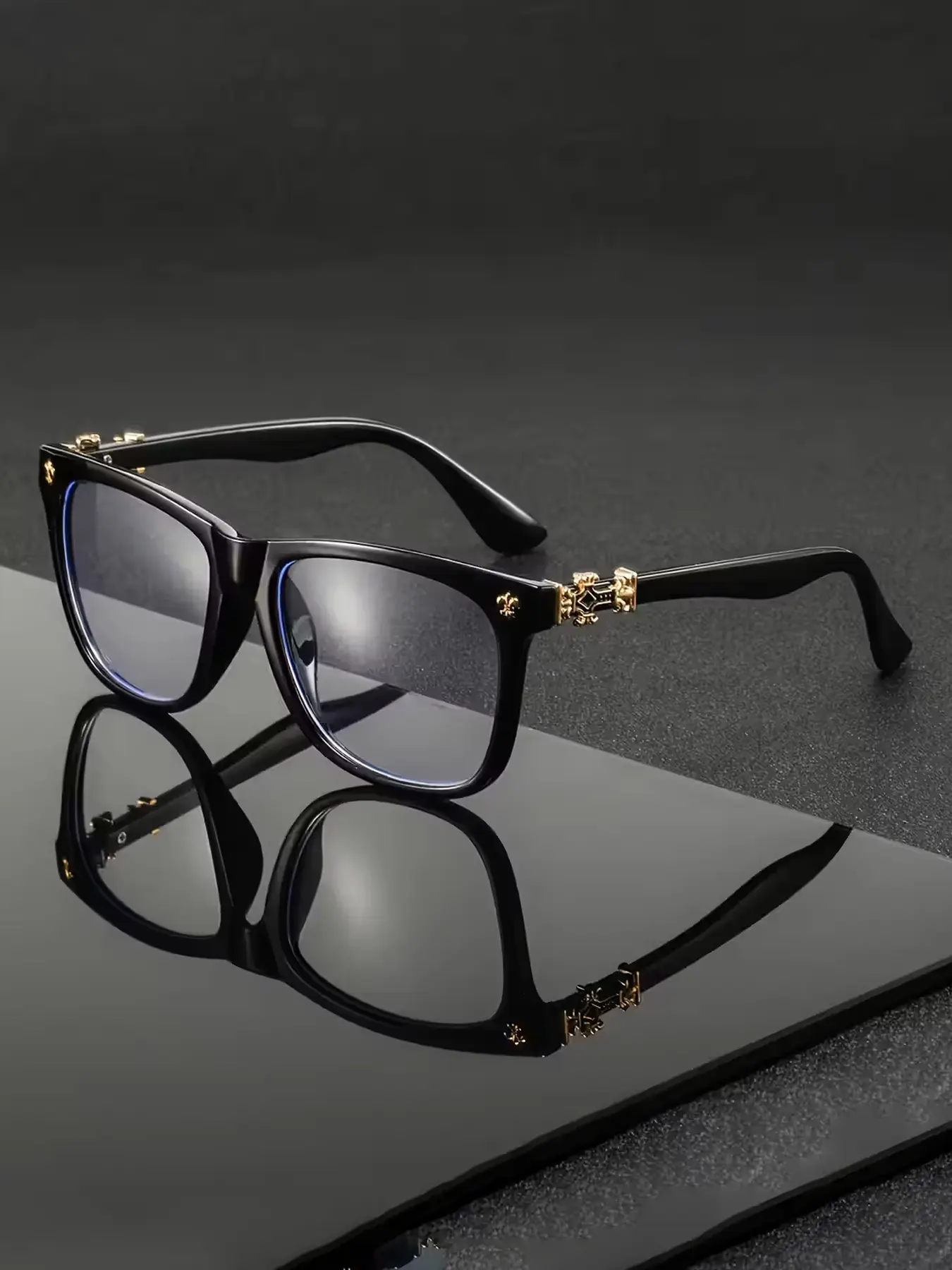 Vintage Literary Personalized Flat Lens Glasses, Trendy Large Frame Unisex Blue Light Blocking Eyewear, All Season Casual Style, Stylish Square Frames, Stylish Protective Glasses, Trendy Vintage Eyeglasses, Classic Square Frame, Fashion Glasses