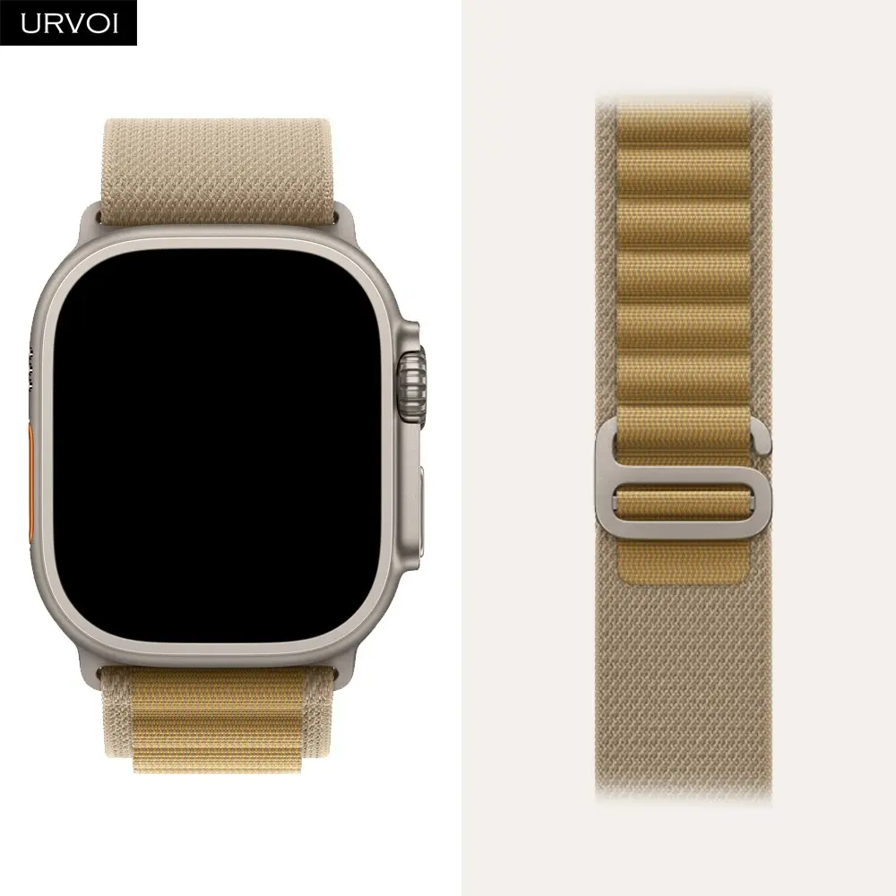 URVOI Alpine loop for Apple Watch Ultra 3 2 Strap series 11 10 9 87 SE Titanium colored G-hook closure band woven polyester for iWatch 49mm Wristband Smartwatch Strap Smart Watch Accessories Wearable Accessory