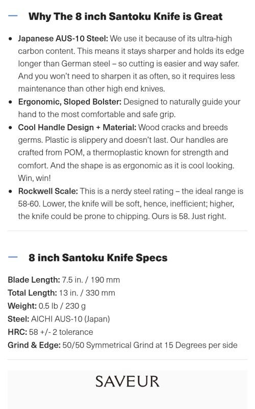 8 inch Santoku Knife