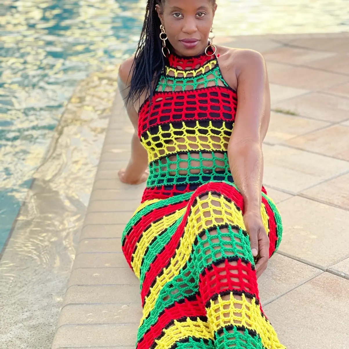 crochet mesh dress Melon Mesh Crochet Dress – EMILY DAWN LONG main image 0