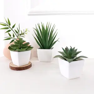 Artificial Succulent Potted Plant, 3 Counts Fake Succulent Plant for Home Decor, Decorative Potted Plants for Bedroom Living Room Restaurant Cafe, Decorative Desk Plant, Indoor Plants Decor