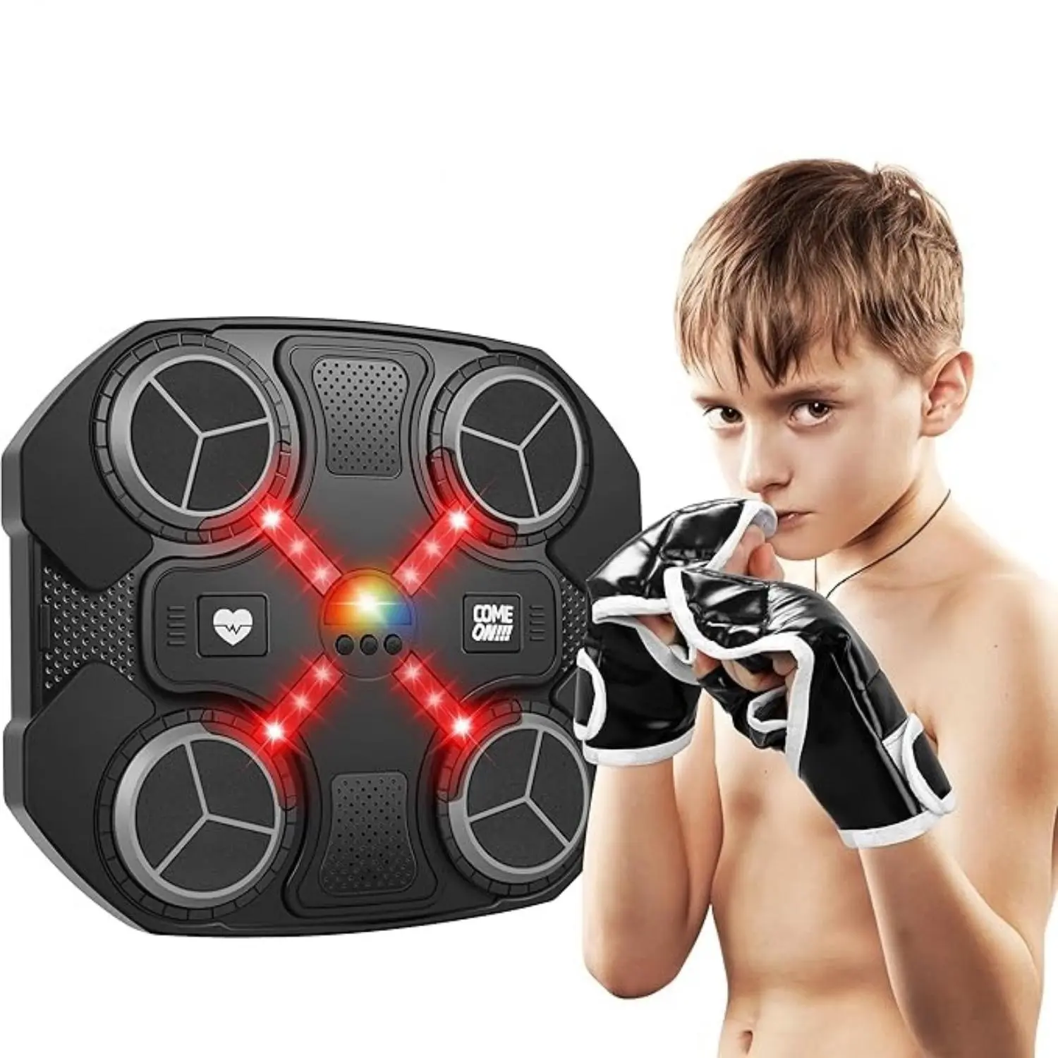 Smart Music Boxing Target, Music Boxing Machine, 1 Box Interactive Stress Relief Punching Pad with Gloves, Boxing Speed Trainer, Sensory Training Reaction Speed Equipment, Boxing Training Gear for Home School Gym