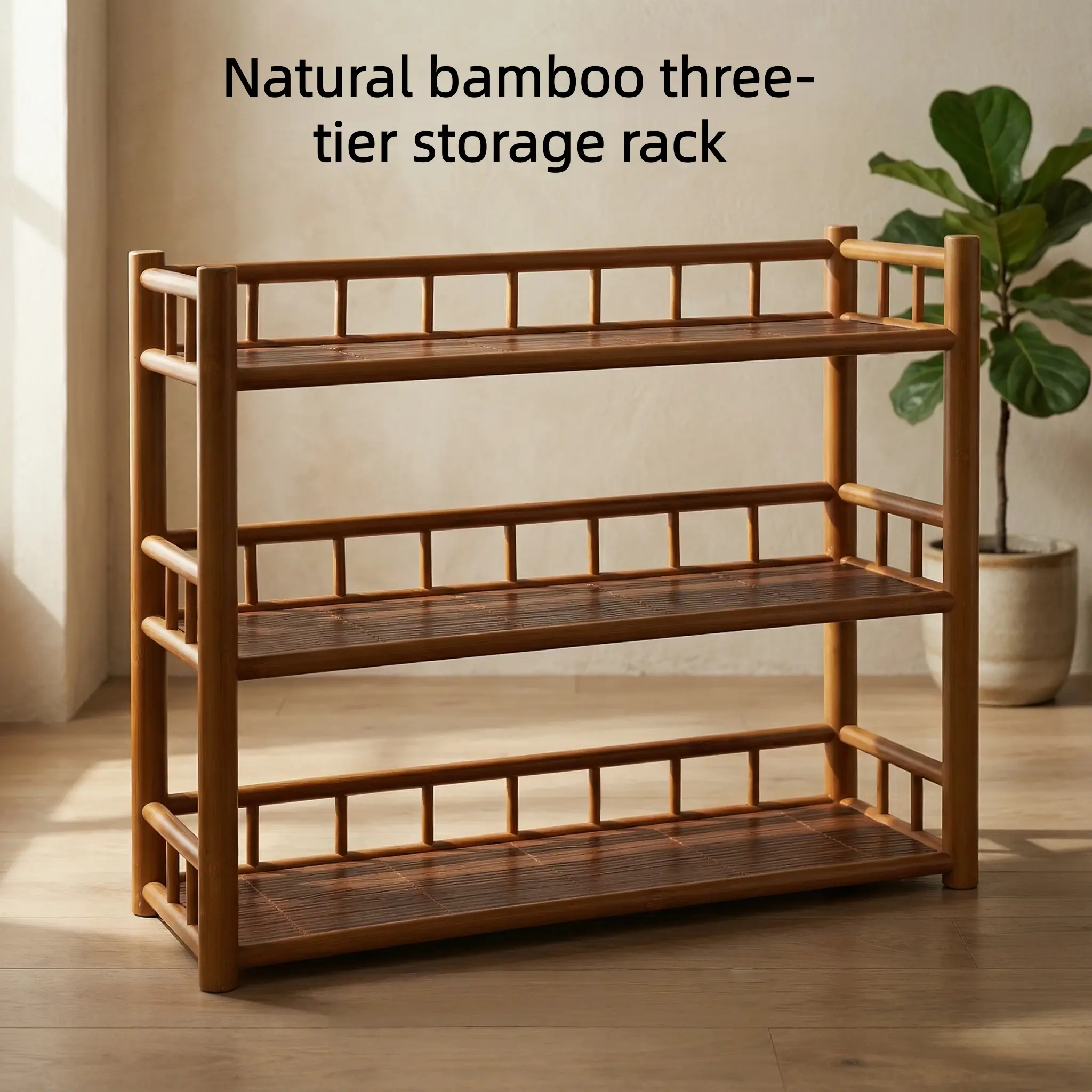 3-Layer Natural Bamboo Kitchen Rack, Multifunctional Indoor Furniture Shelf - Sturdy, Stylish Organizer for Coffee Mugs, Spices & Countertop Decluttering, Racks, Organiser