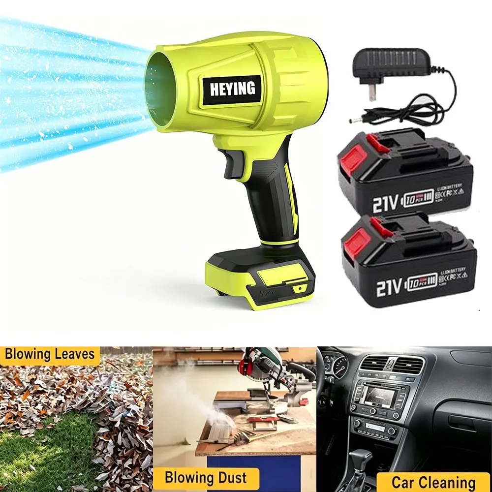 Cordless All-Season Turbo Leaf Blower & Air Duster, 400000 RPM High-Velocity Brushless Motor, 2 Rechargeable Batteries & Charger for Lawn, Patio, Light-Snow Clearing
