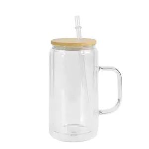 16oz Snow globe Sublimation Glass Cups with Handle | Sublimation Tumbler | 16 oz Snowglobe Tumblers