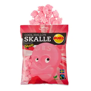 Bubs Swedish Candy, Cool Raspberry Foam Skulls, Sour Vegan Candy, 1 Pack, 90g Bag Snack Sweet Swedish Bubs