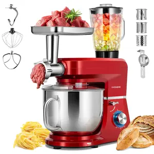 VIVOHOME 6 in 1 Multifunctional Stand Mixer with 8.5 Quart Stainless Steel Bowl, 660W 10 Speed Tilt-Head Meat Grinder, Juice Blender, Vegetable Slicer, Pasta and Cookie Maker
