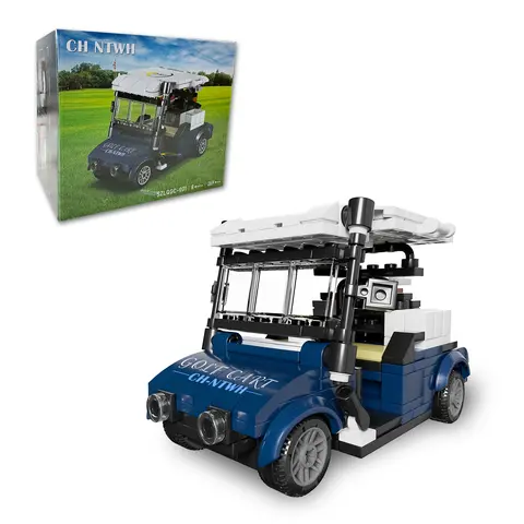 CH NTWH Golf Cart Toy Construction Set Building Block, Collectible Set, Standard Brick-Compatible Golf Accessory, Cover Brick Desk Decor, DIY Assembly Model Kit, Gag Gift
