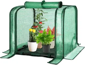 LOKHOM Portable Mini Greenhouse Small Green House with Waterproof Pad 36x36x42 Inch Plant Cover Tent for Garden Small Plants Indoor Outdoor, Green PE
