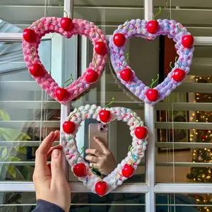 Romantic Fake Cake Mirror Set - Cherry Theme 3pcs Desktop Room Decor with Unique Cake Design for Elegant Home Decor