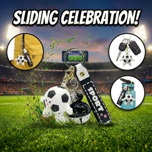 Trending Soccer Keychain with Sliding Action - 3D Football Player Bag Charm Pendant - SPORT Lanyard Bell Accessory for Backpack Keys Water Bottle - Perfect Soccer Fan Gift tiktokshopspringglowup