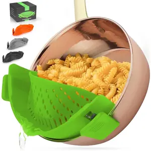 Zulay Adjustable Silicone Pot Strainer With Clips for Draining Pasta, Sturdy Colander Kitchen Utensil