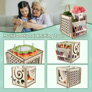 Multi-Functional Wooden Yarn Bowl Storage Box, Stable Multi-Purpose Knitting Yarn Holder, Gift for Crochet Enthusiasts (only Storage Box)