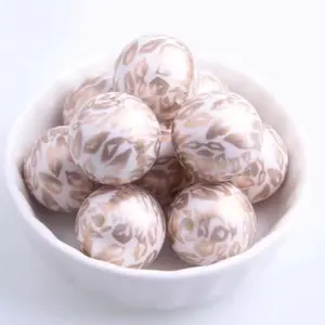 Leopard Printed Pearl 20mm Chunky Acrylic Bead Set of 5