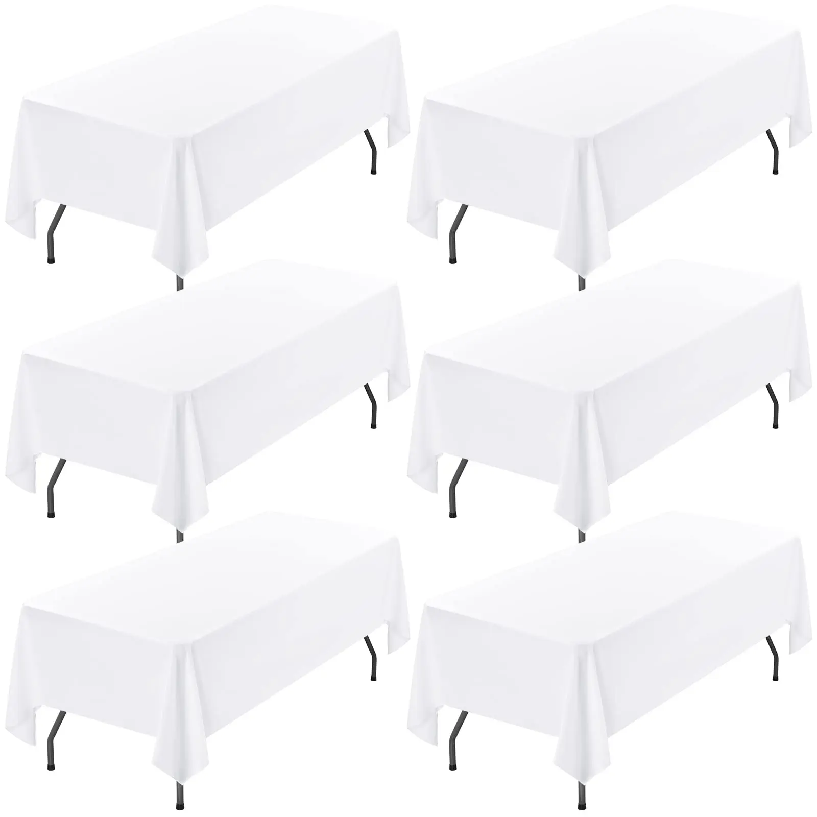 6 Pack White Rectangle Tablecloth 60x126 Inch for 8FT Table Wedding Reception Graduation Party Baby Shower Bridal Shower Table Decor Spring Table Setup  Wedding Table Cover Banquet Event Table Setup graduation leis Decorative Ornament