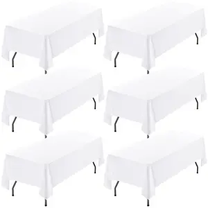 6 Pack White Rectangle Tablecloth 60x126 Inch for 8FT Table Wedding Reception Graduation Party Baby Shower Bridal Shower Table Decor Spring Table Setup Summer Table Setup Wedding Table Cover Banquet Event Table Setup Mother’s Day Brunch #SummerVibes fathe