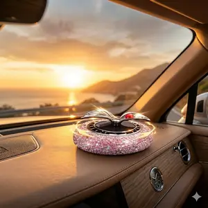 Solar Spinning Crystal Car Air Freshener  Luxury Bling Dashboard Perfume | Natural Aromatherapy Car Decor