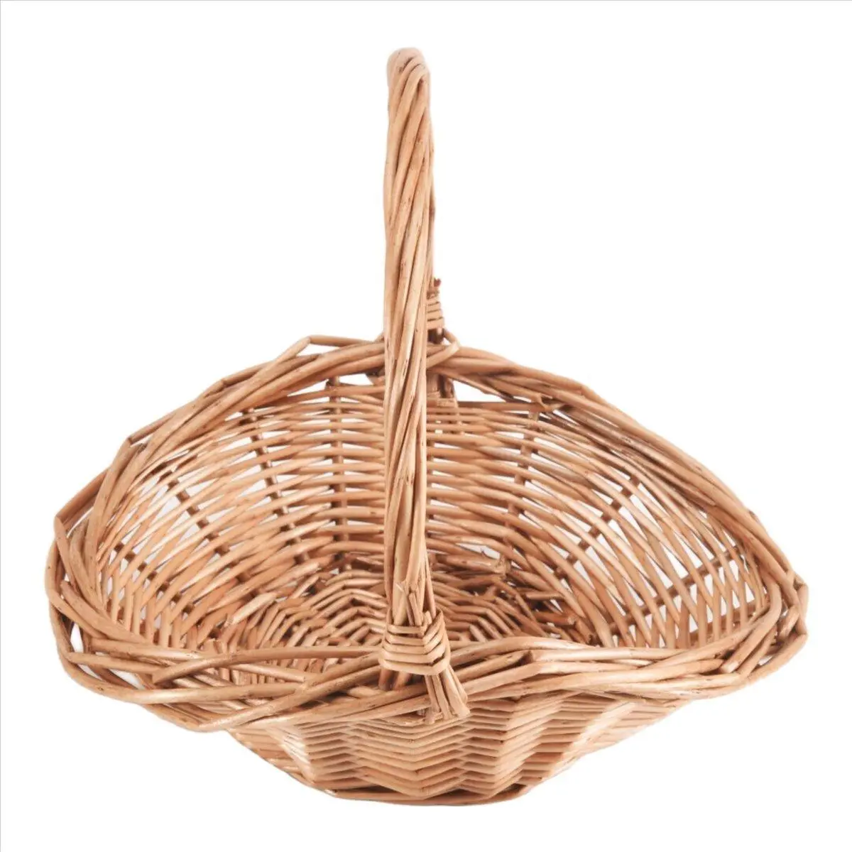 Wicker Basket with Handle, Wicker Shopping Basket, Gift Hamper Basket, Picnic Baskets, Kitchen Storage Basket- Small