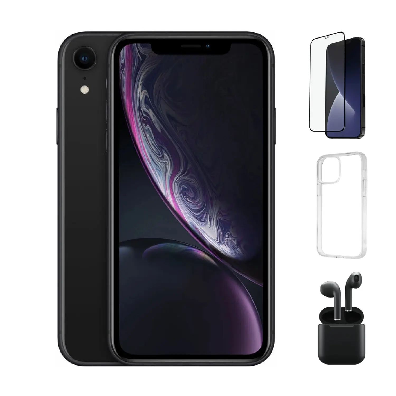 Refurbished iPhone XR (Unlocked)-Acceptable Condition with Case, Wireless Earbuds,Tempered Glass Screen Protector & 1 Year Warranty  A1984