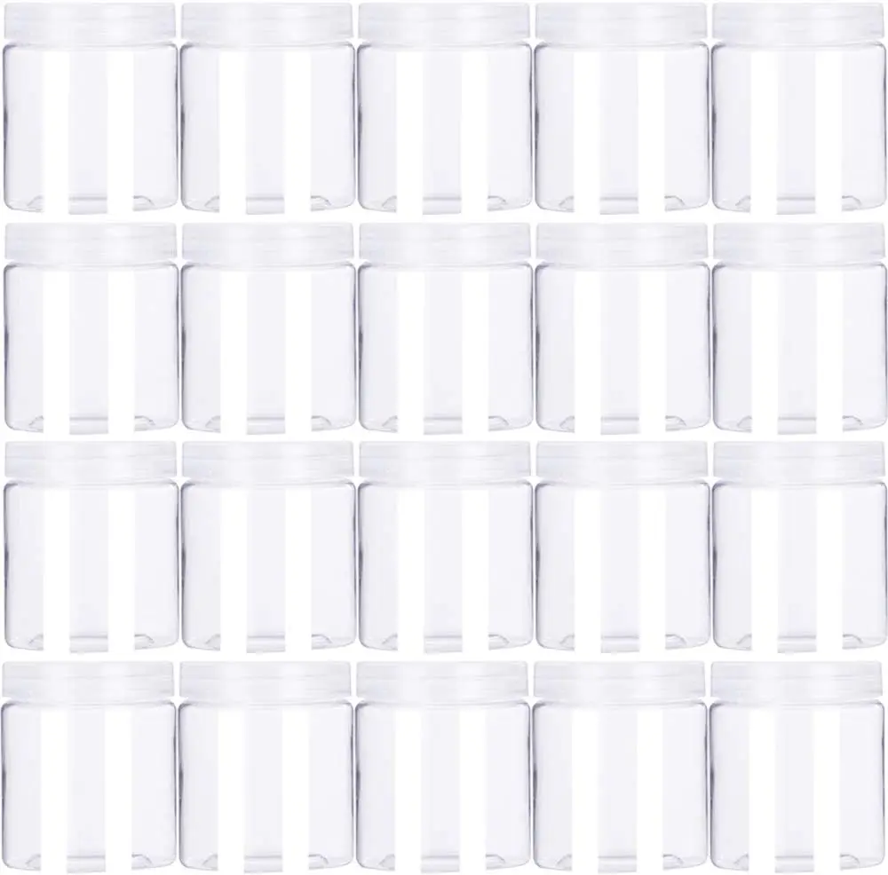 20 Pack 4oz/120ml Round Plastic Jars with Lids Empty Clear Slime Containers | Wide-Mouth Refillable Storage Containers for Cosmetics,Lotion,Food Storage