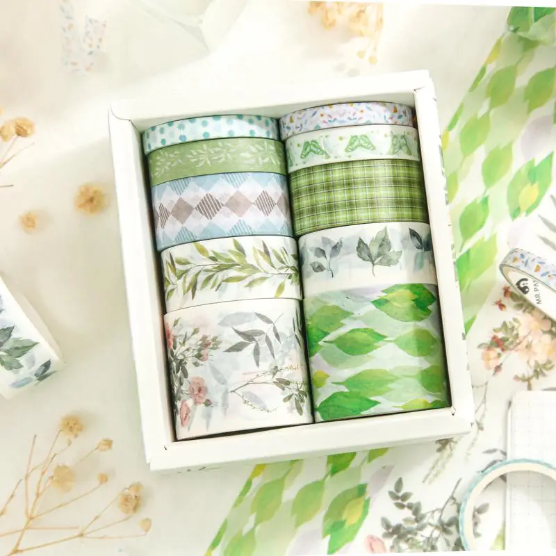 10pcs Decorative Washi Tape Set, Colorful DIY Slim Paper Tape, Decor Tape for DIY Art Gift Packaging