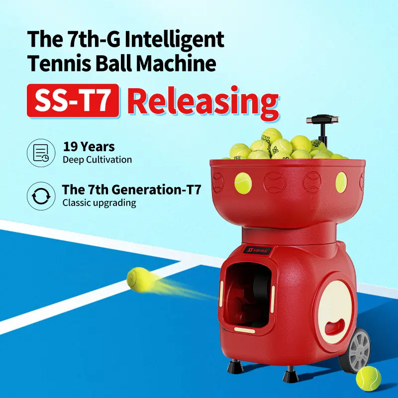 SIBOASI SS-T7 Ball Machine - APP/Remote Controlled, 120-Ball, 80MPH, 3-Line Oscillation, Spin & Lob, 21 Landing Points, 5H Battery for All-Level Training