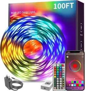 100ft Led Strip Lights RGB Music Sync Color Changing Bluetooth Led Lights withSmart App Control Remote Led Lights for Bedroom Room Lighting Home Décor
