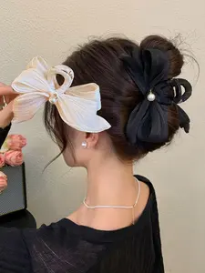 Elegant Bow Hair Clip for Women, Large Stylish Hair Claw for Back of Head, Casual All Season Accessory
