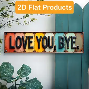 1PC 2D Flat2dflat, "LOVE YOU, BYE" Outdoor Garden Metal Sign Plaque and Wall Art, Outdoor Plaques, Multifunctional English Tin Plaque, a Precious Gift for Decorating Restaurants, Porches, Farmhouses, Courtyards, etc, Vintage Metal Sign